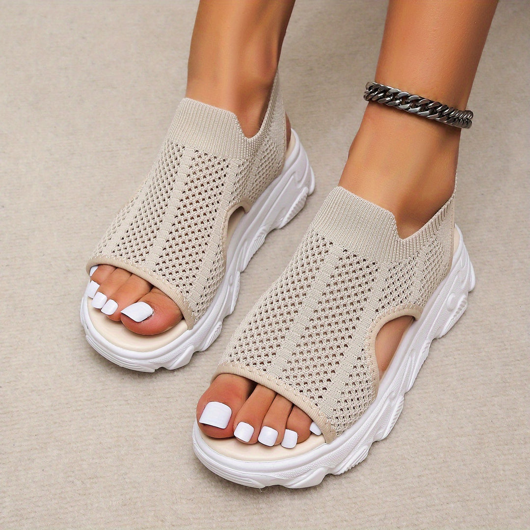 women knit platform sandals