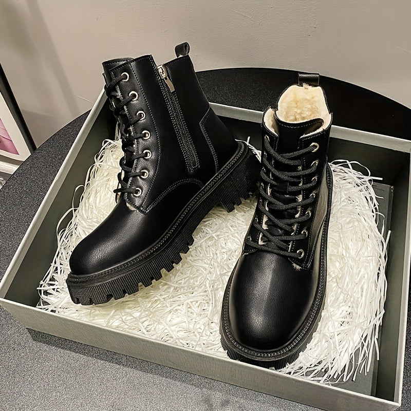 Fleece-lined women's lace-up boots