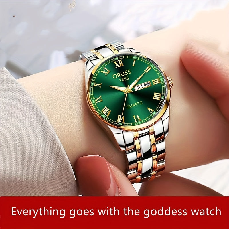 Luxurious luminous quartz ladies watch