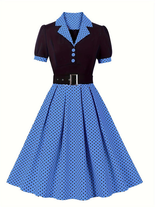 Elegant polo dress with polka dot pattern