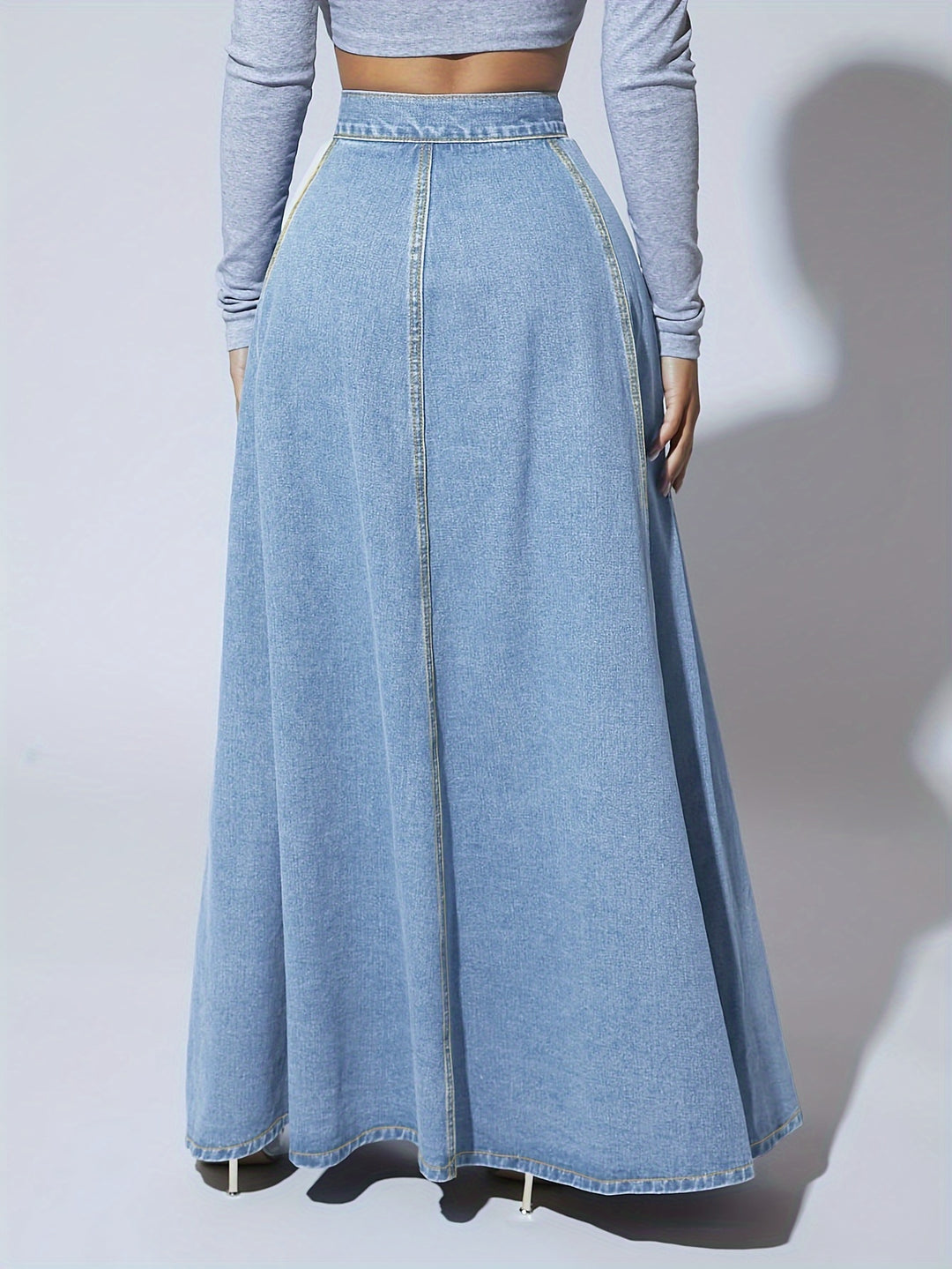 Blue Denim Maxi Skirt for Women