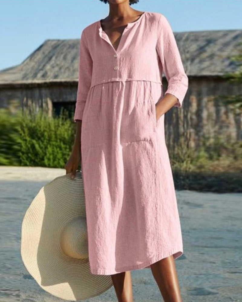 cotton-linen dress in simple style