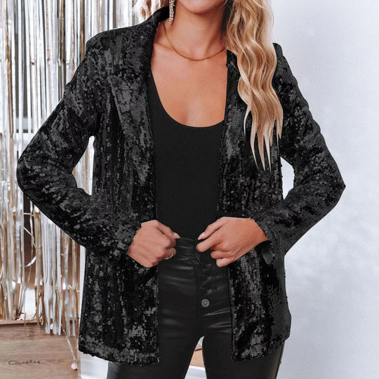 Sequin Blazer for Women with Open Front