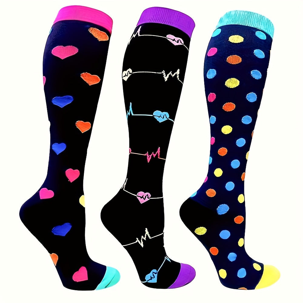 3 pairs of knee-high compression socks