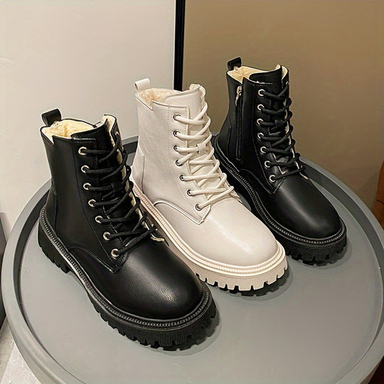 Fleece-lined women's lace-up boots