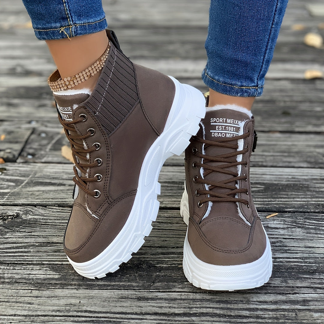 Plush-lined winter sneakers for women