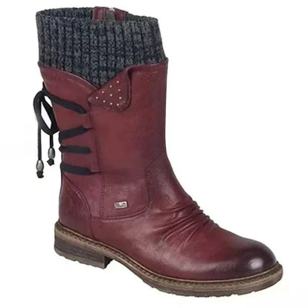 Women's mid-calf suede lace-up boots