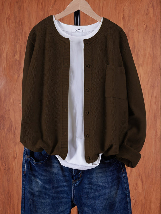 Women's Button Front Round Neck Cardigan