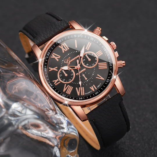 3-piece fashionable Roman round quartz watches