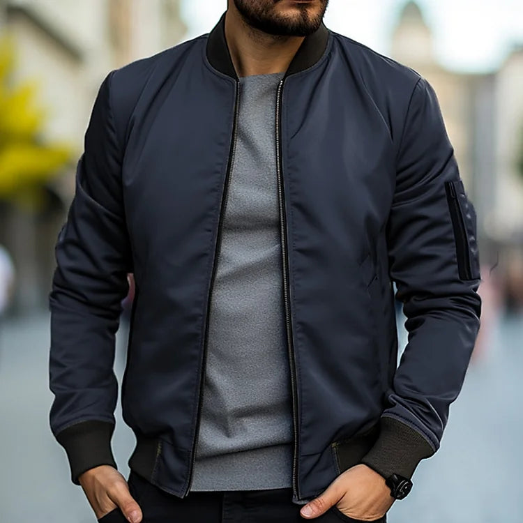 Solid-colored bomber jacket