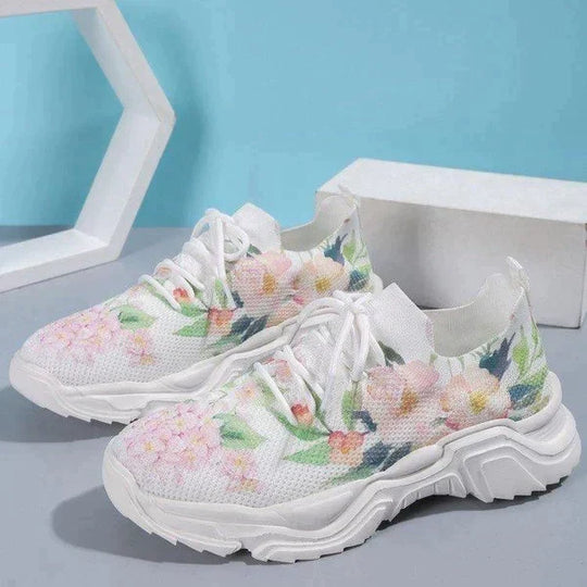 Atmungsaktive Turnschuhe mit Blumenmuster für Frauen