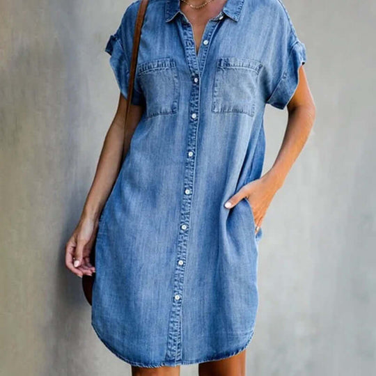 Women's Short Sleeve Denim Dress