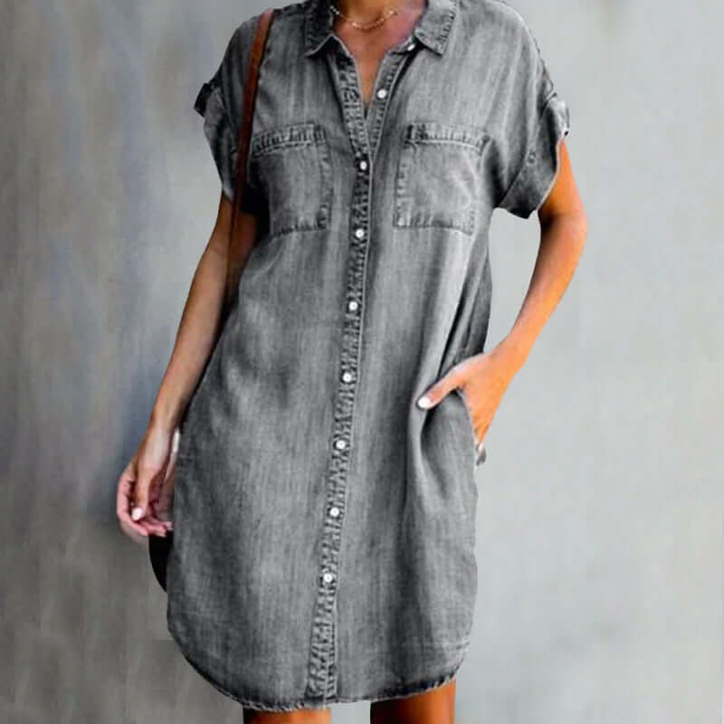 Women's Short Sleeve Denim Dress