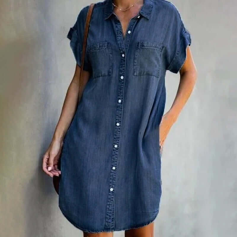 Women's Short Sleeve Denim Dress