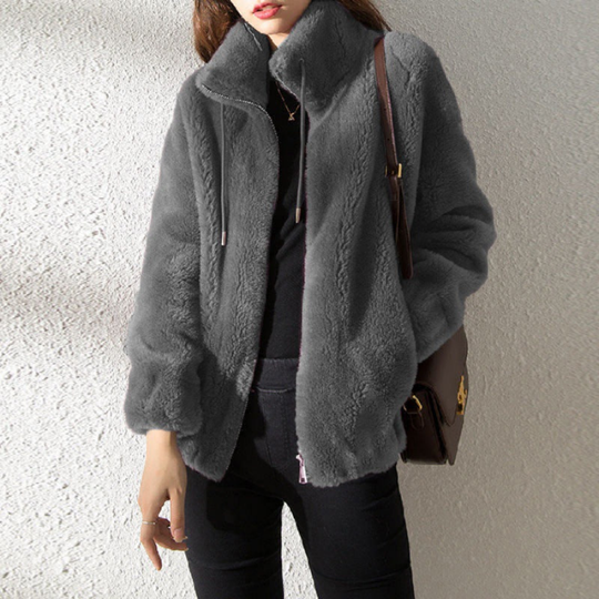 Stand Collar Thick Fleece Winter Jacket for Women