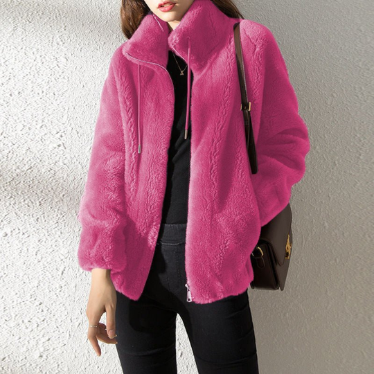 Stand Collar Thick Fleece Winter Jacket for Women