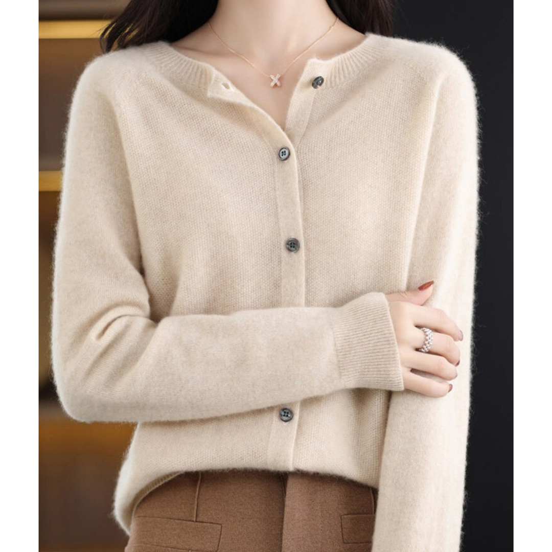 Super soft O-neck cardigan for women