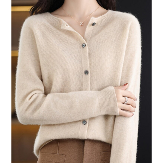 Super soft O-neck cardigan for women