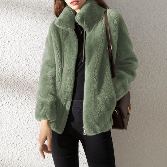 Stand Collar Thick Fleece Winter Jacket for Women