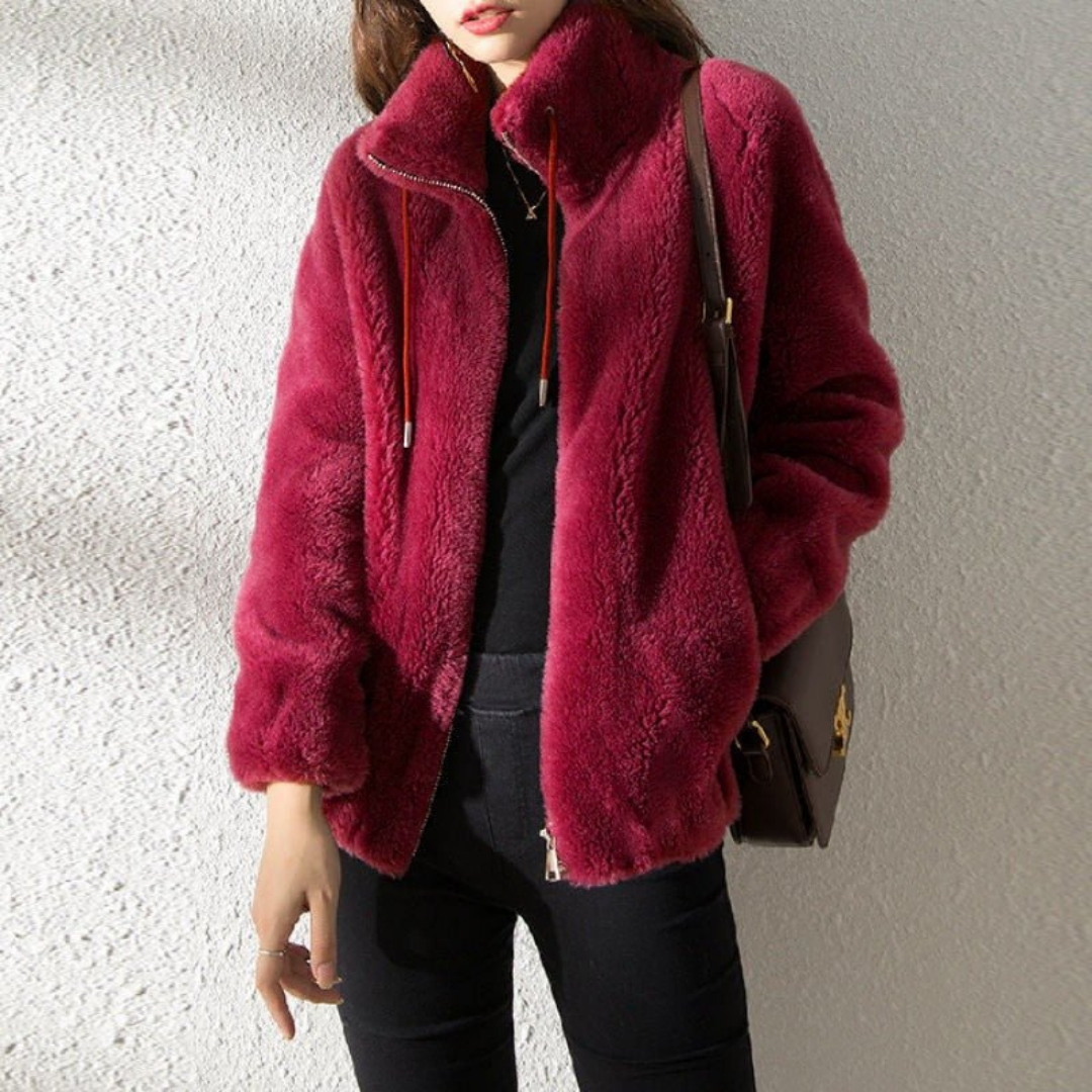 Stand Collar Thick Fleece Winter Jacket for Women