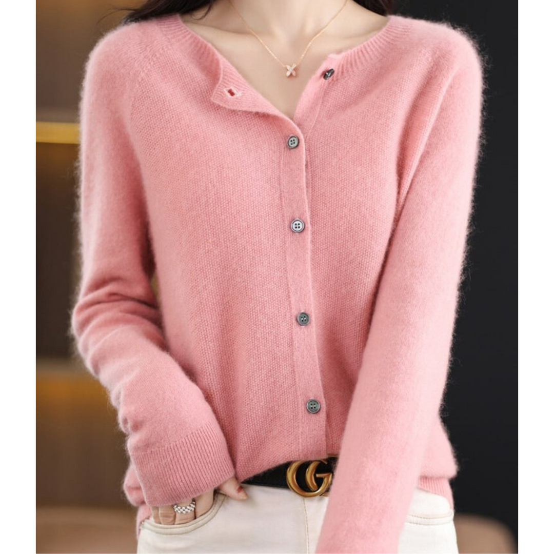 Super soft O-neck cardigan for women