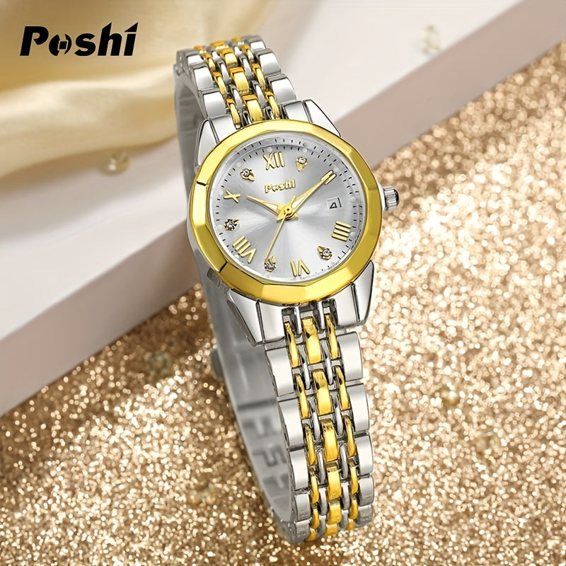 Ladies quartz watch with rhinestones and bracelet