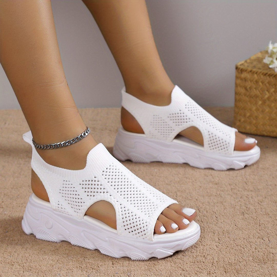 women knit platform sandals