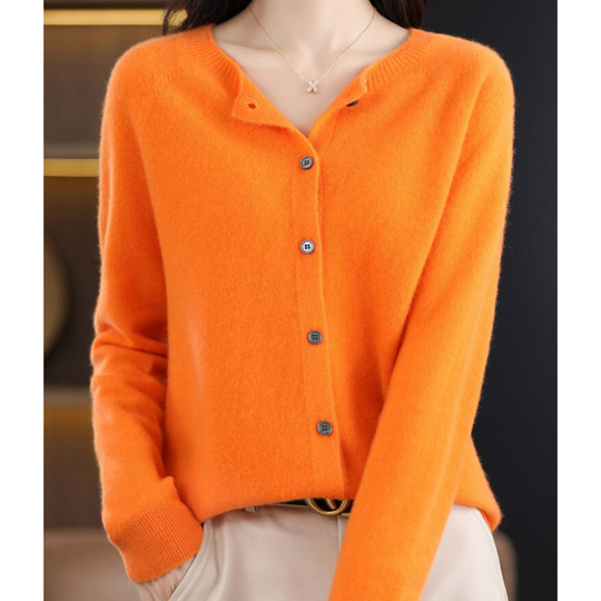 Super soft O-neck cardigan for women