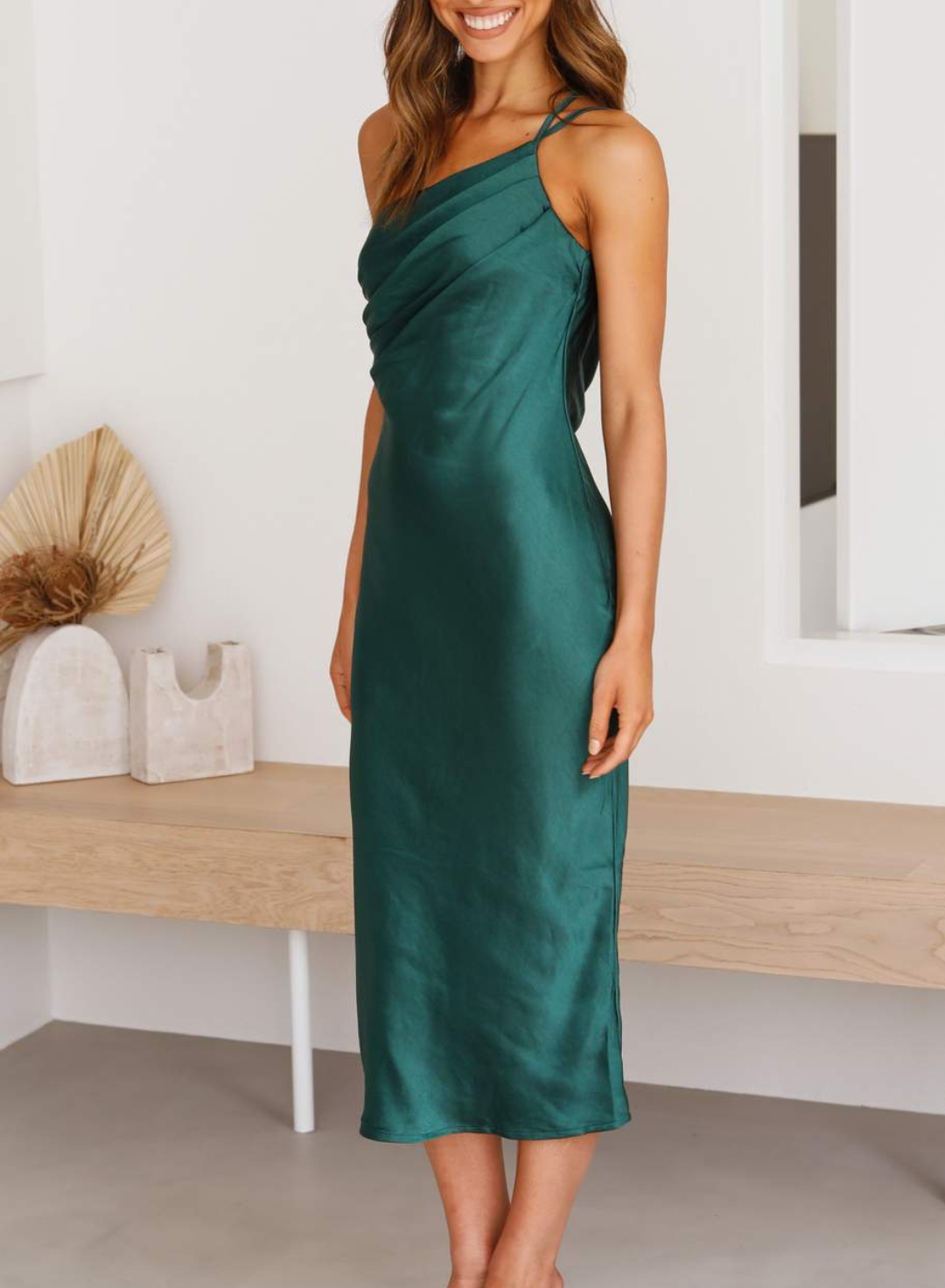 One Shoulder Satin Seidenkleid