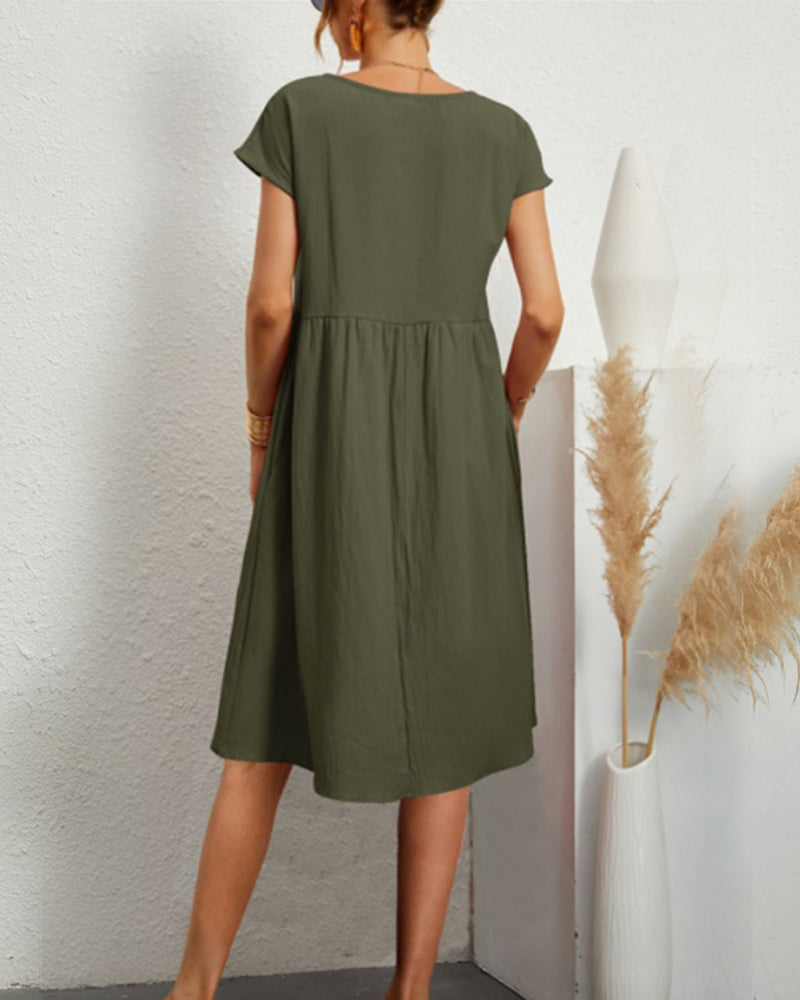 midi dress with round neckline