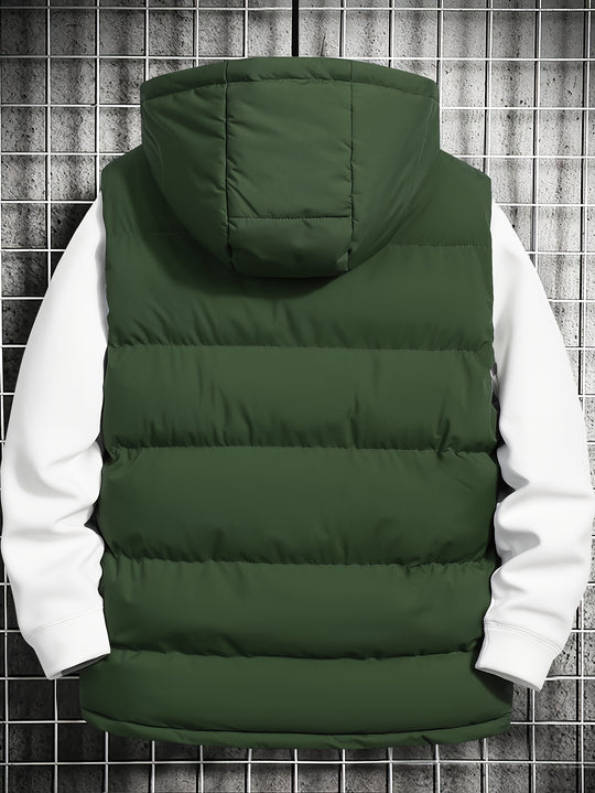 hooded pocket down vest jacket