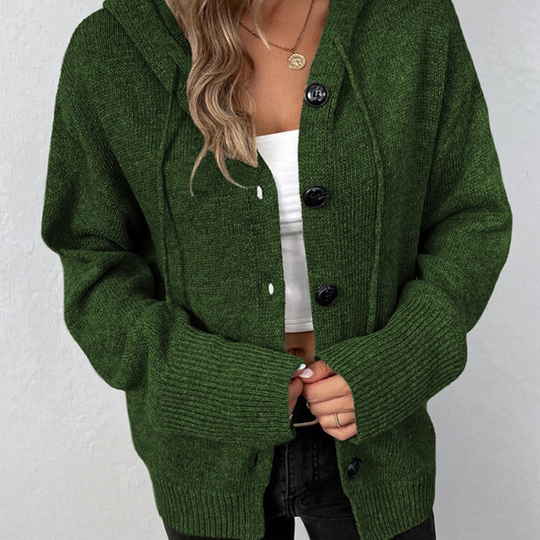 Women's Hooded Drawstring Cardigan