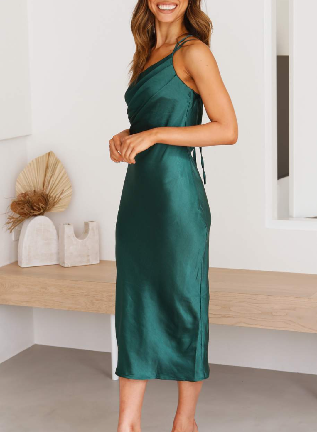 One Shoulder Satin Seidenkleid