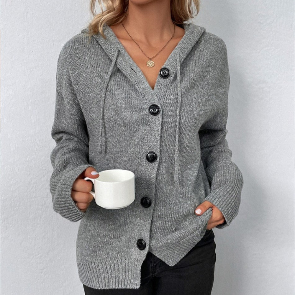 Women's Hooded Drawstring Cardigan