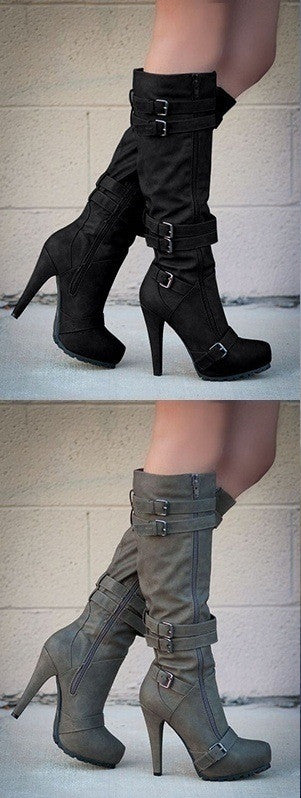 Knee-high platform boots for women