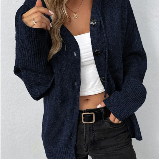 Women's Hooded Drawstring Cardigan