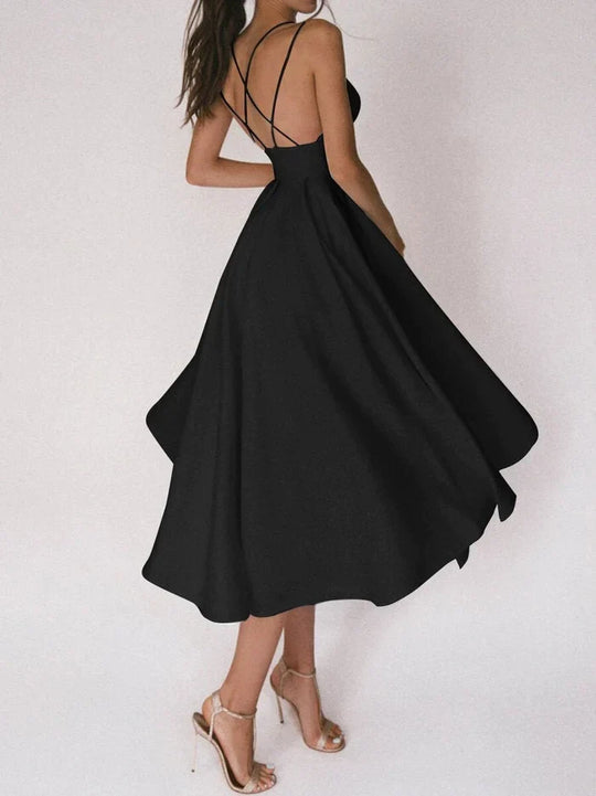 V-neck dress with slit