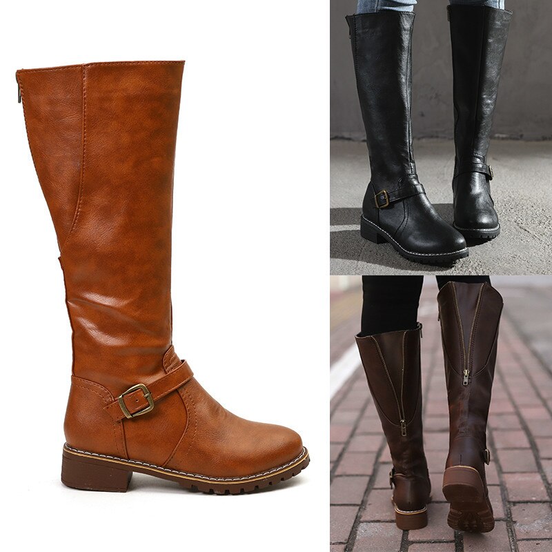 Long winter boots for women with zipper