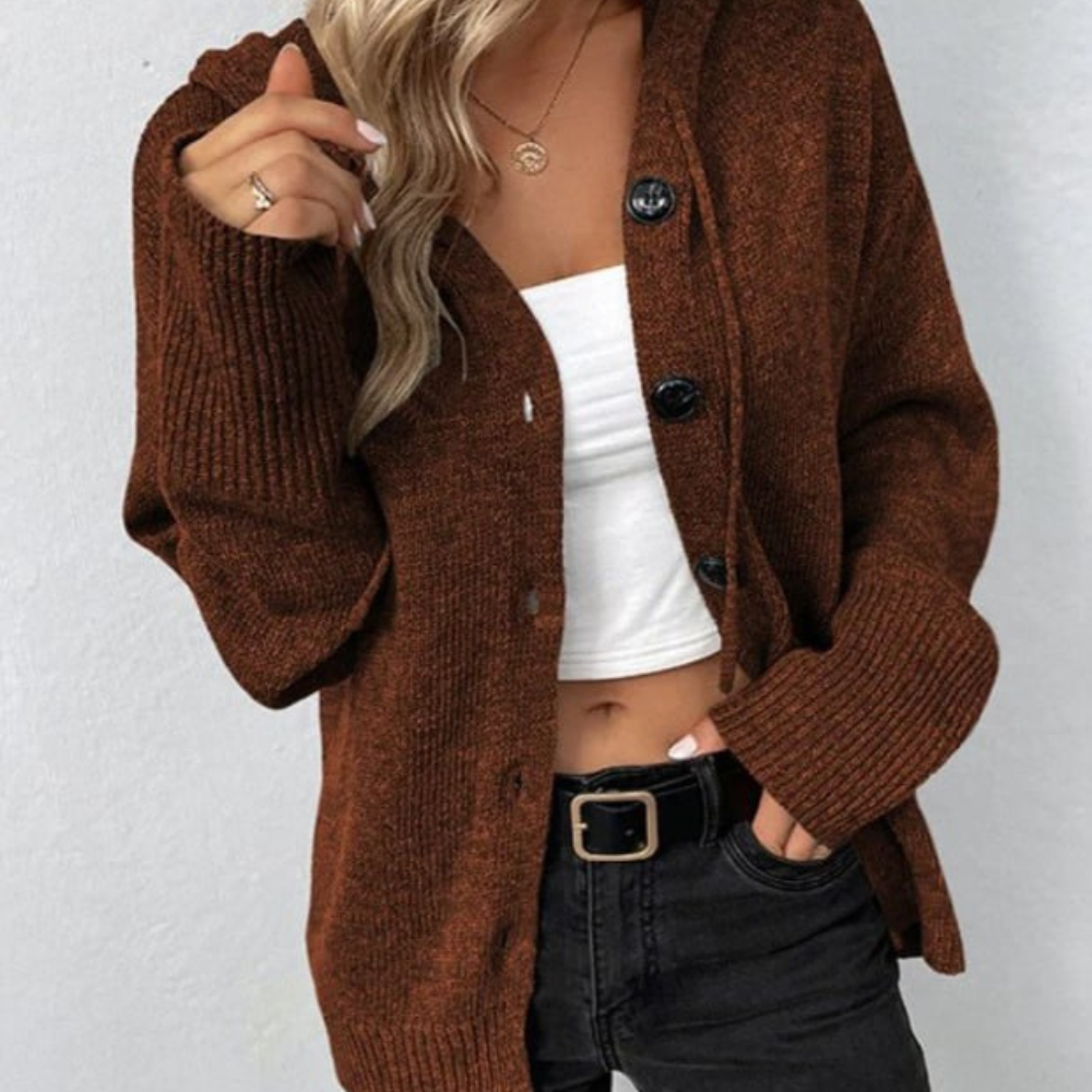 Women's Hooded Drawstring Cardigan