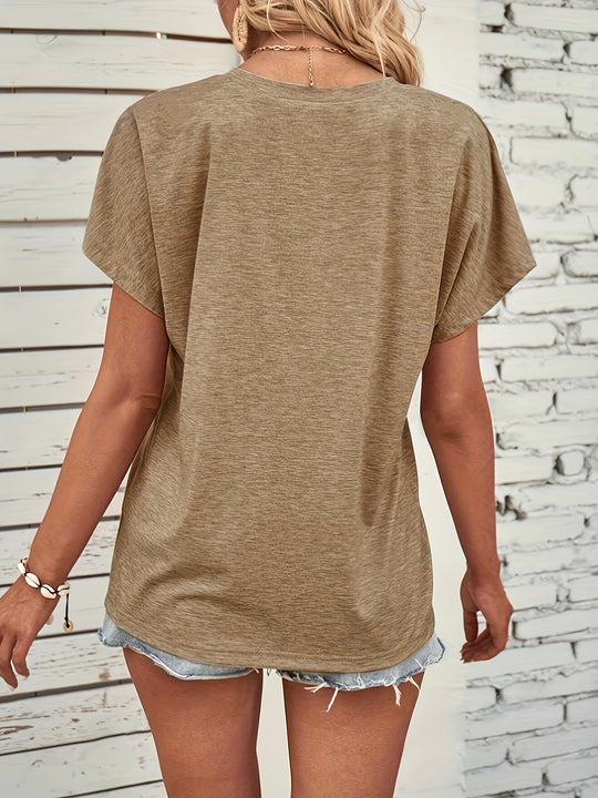 Short-sleeved T-shirt with button placket