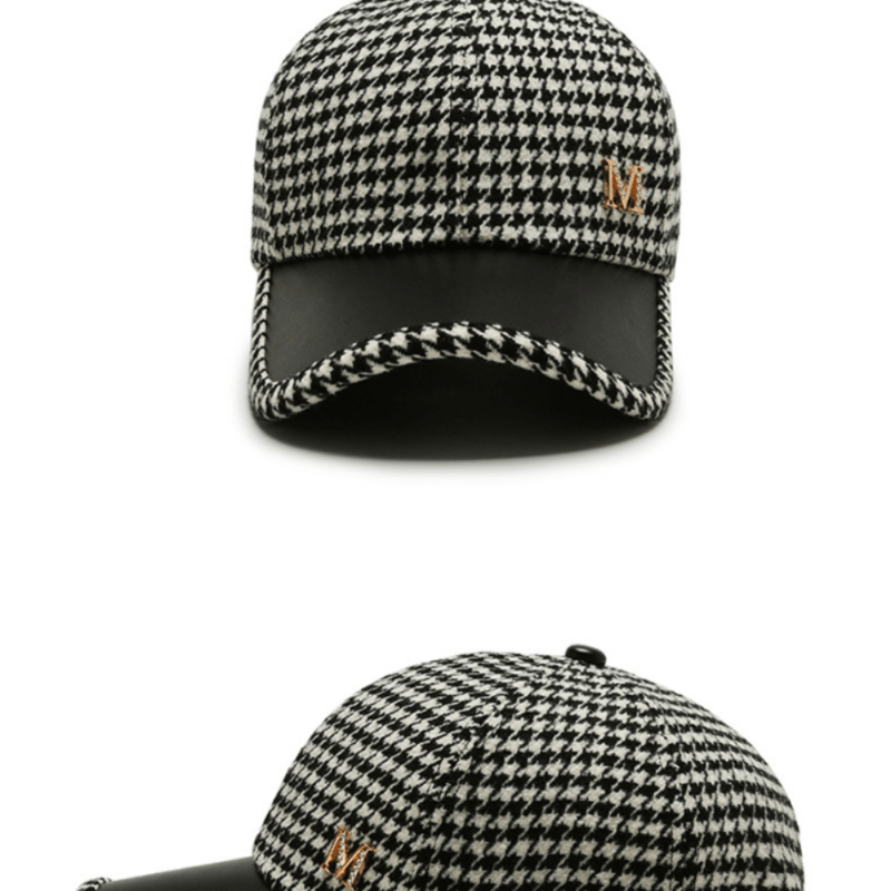 baseball cap with houndstooth pattern