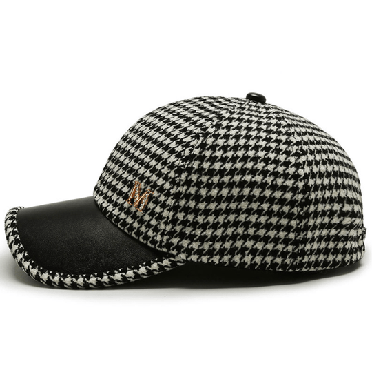 baseball cap with houndstooth pattern