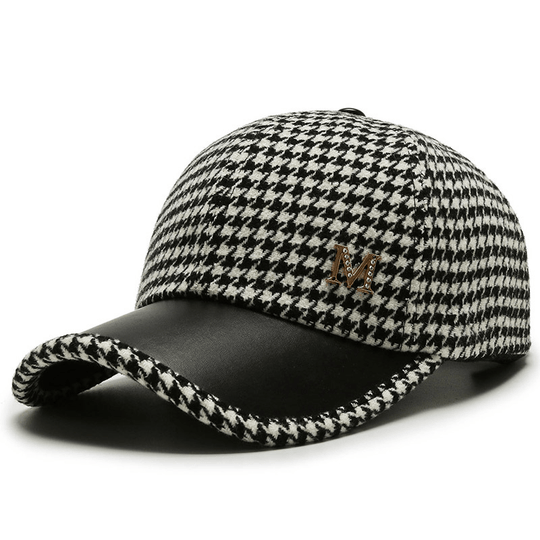 baseball cap with houndstooth pattern