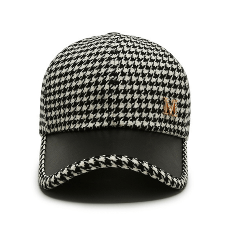 baseball cap with houndstooth pattern