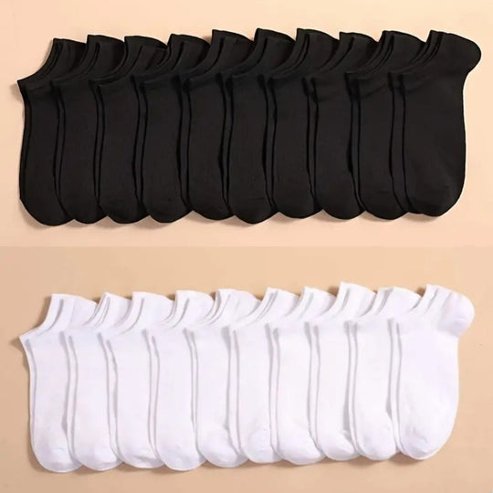 Unisex Casual Solid Color Boat Socks (10/20 Pairs)