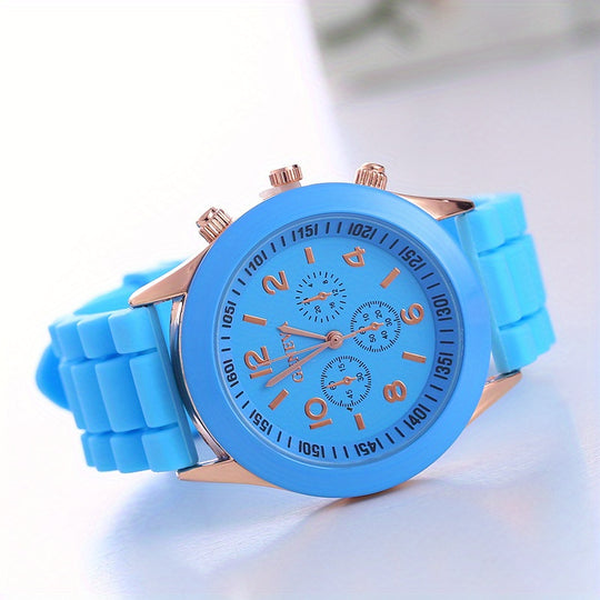 sports watch with triple dial made of silicone