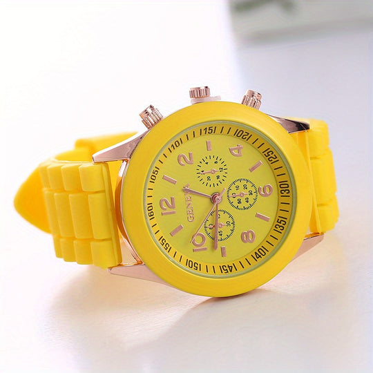 sports watch with triple dial made of silicone