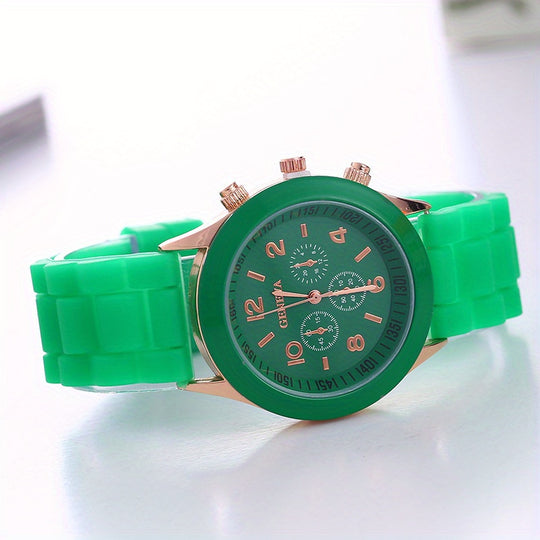 sports watch with triple dial made of silicone