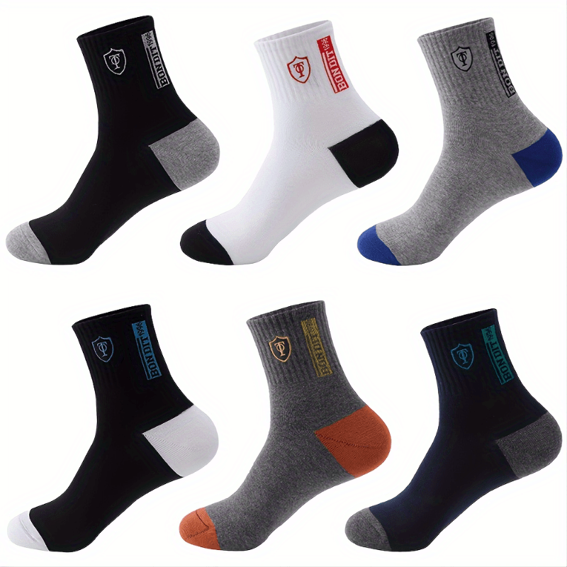 Men's Embroidered Crest Athletic Ankle Socks (6 Pairs)