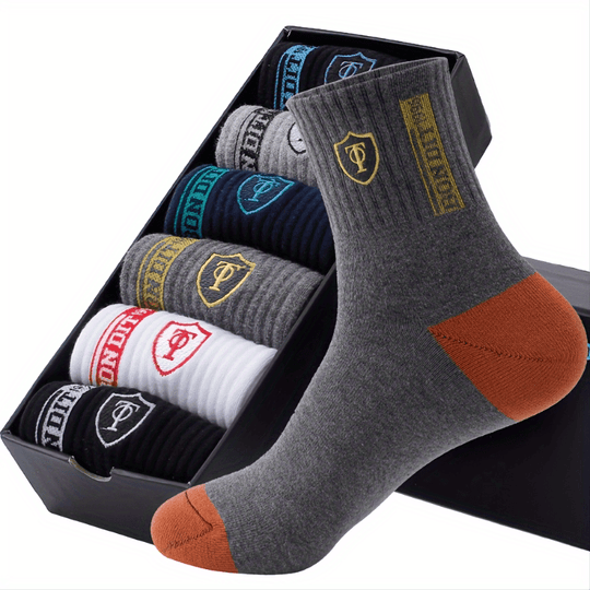 Men's Embroidered Crest Athletic Ankle Socks (6 Pairs)